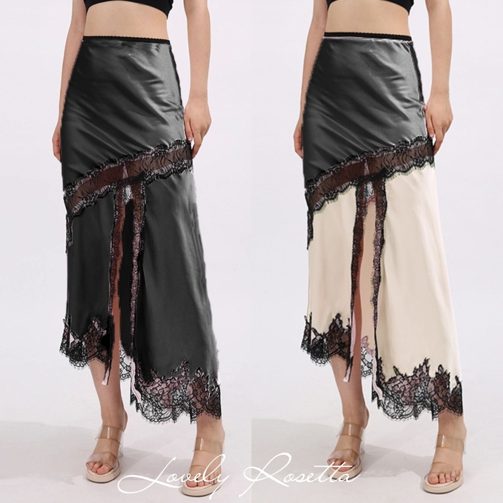 Elegant Black and Cream Lace Trim Skirt - Picture 8 of 8